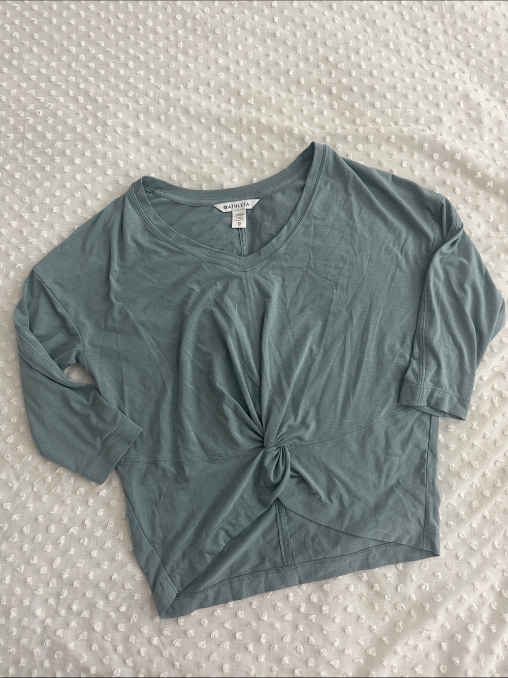Athleta Slate Teal Knot-Front V-Neck Top